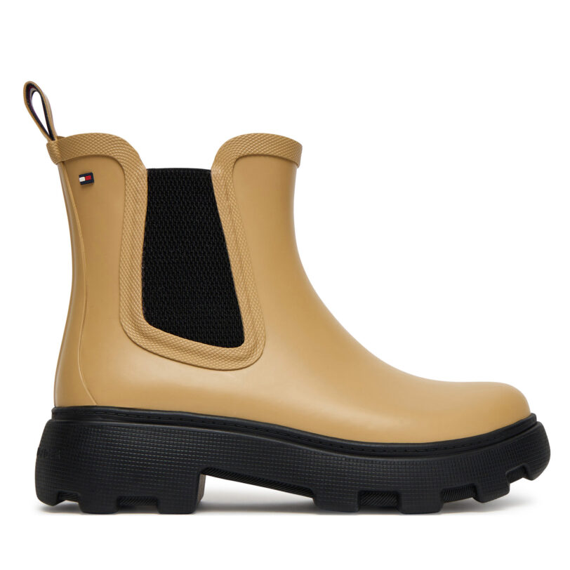 Гумени ботуши Tommy Hilfiger Rubber Flag Cleated FW0FW08637 Кафяв цвят на ниска цена