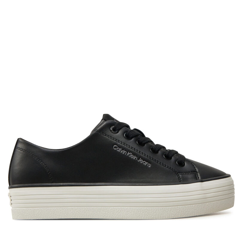 Гуменки Calvin Klein Jeans Bold Vulc Flatf Low Lth In YW0YW01633 Черен цвят на ниска цена