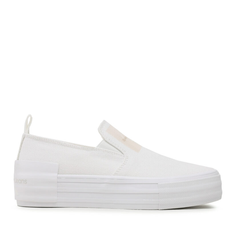 Гуменки Calvin Klein Jeans Bold Vulc Flatf Slipon Wn YW0YW01040 Бял цвят на ниска цена