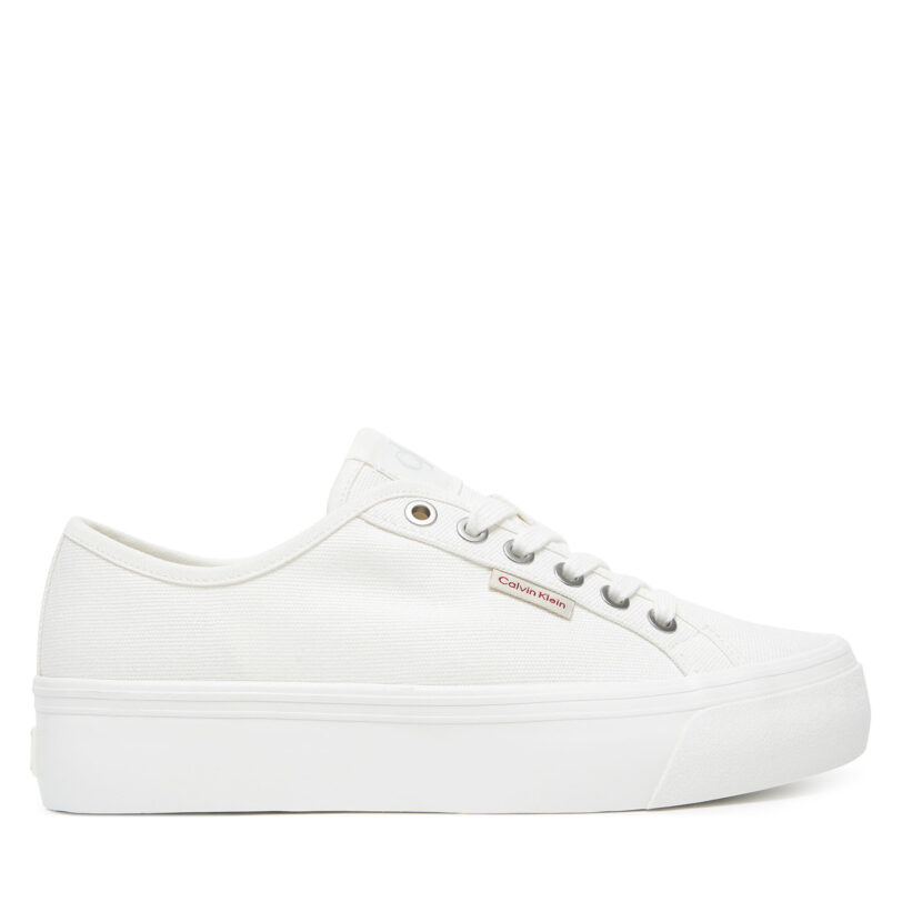 Гуменки Calvin Klein Jeans Vulc Flatform Ctn Logo Tag YW0YW01838 Бял цвят на ниска цена