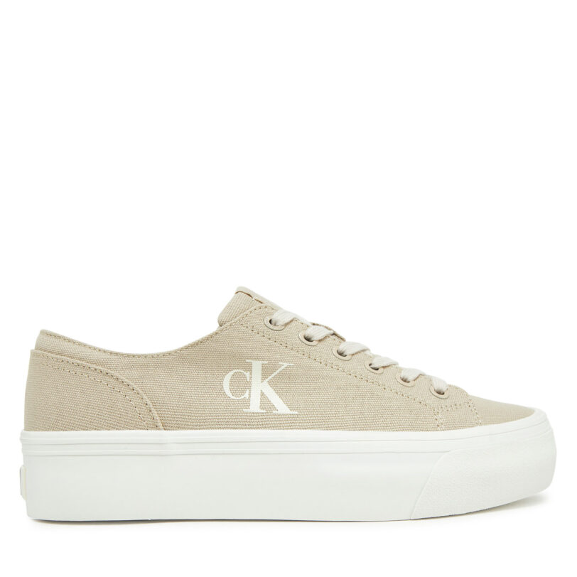 Гуменки Calvin Klein Jeans Vulc Flatform Low Cv Mg YW0YW01763 Бежов цвят на ниска цена