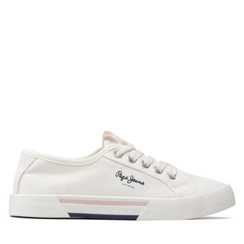 Гуменки Pepe Jeans Brady Girl Basic PGS30543 Бял цвят на ниска цена