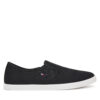 Гуменки Tommy Hilfiger Canvas Slip-On Sneaker FW0FW08640 Черен цвят на ниска цена