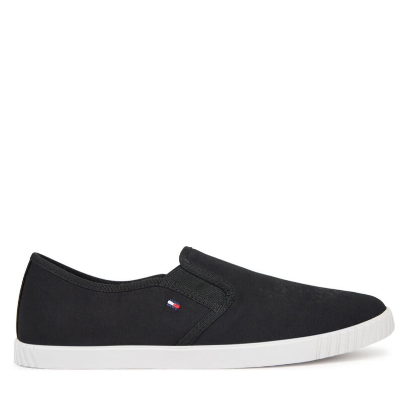 Гуменки Tommy Hilfiger Canvas Slip-On Sneaker FW0FW08640 Черен цвят на ниска цена