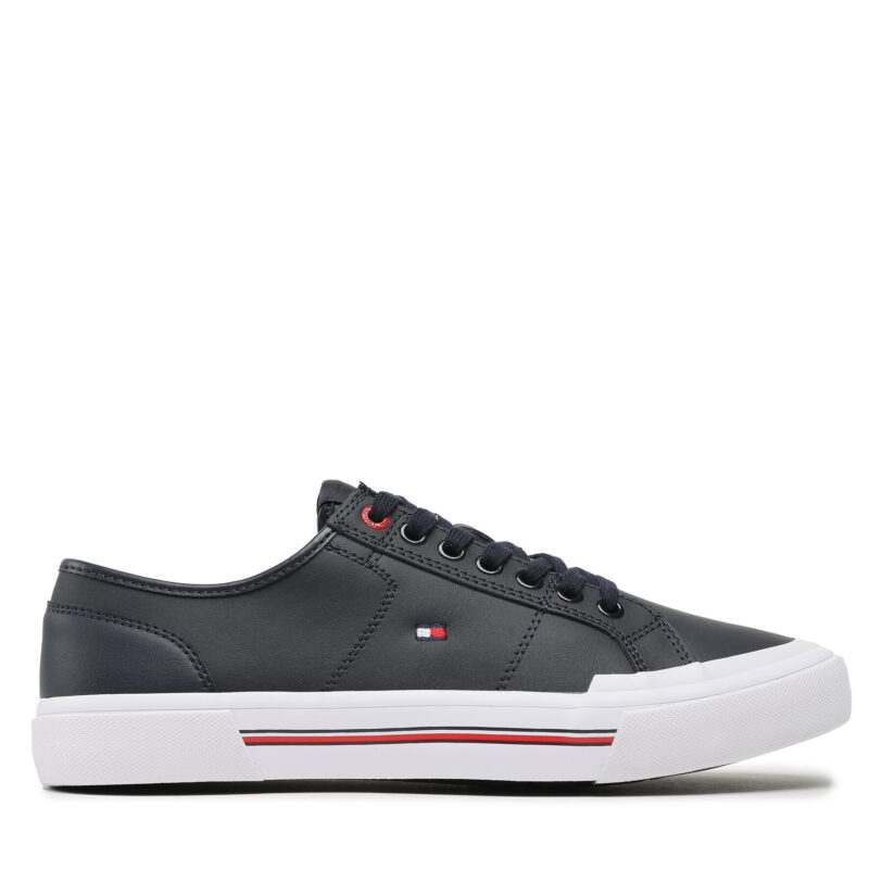 Гуменки Tommy Hilfiger Core Corporate Vulc Leather FM0FM04561 Тъмносин цвят на ниска цена