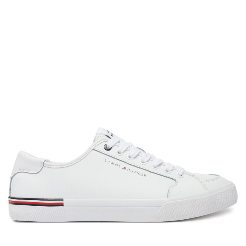 Гуменки Tommy Hilfiger Core Corporate Vulc Leather FM0FM05399 Бял цвят на ниска цена