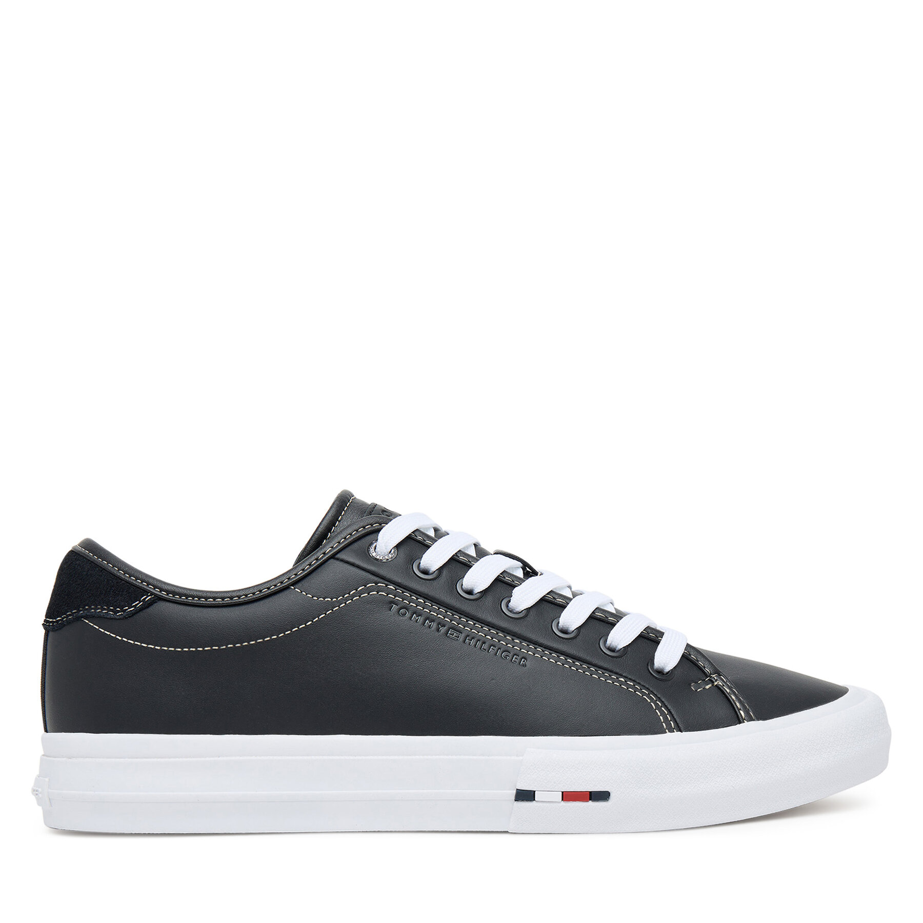 Гуменки Tommy Hilfiger Th Hi Vulc Street Stitch FM0FM05645 Черен цвят на ниска цена