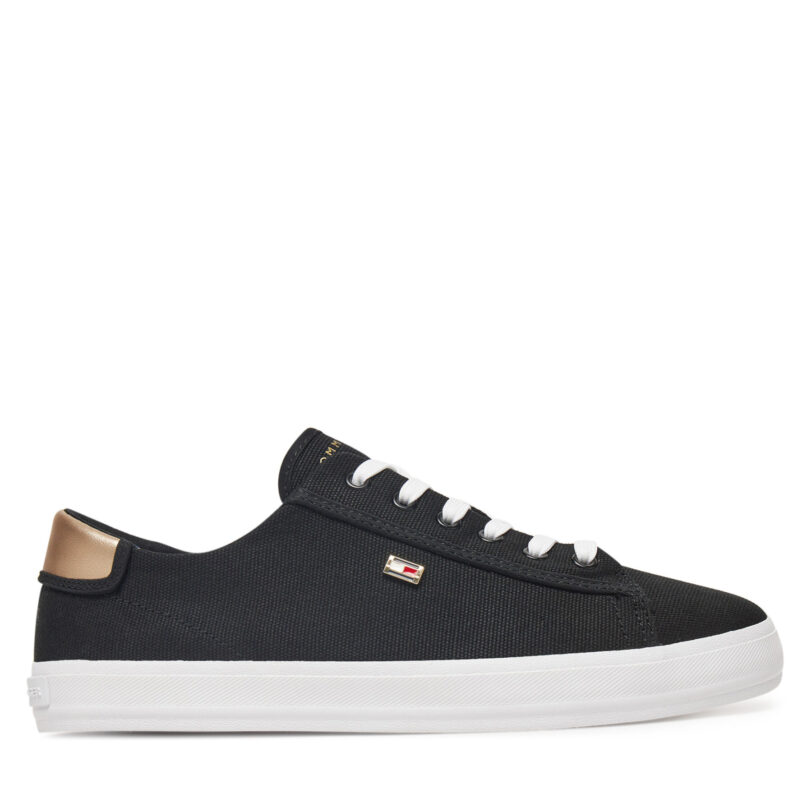 Гуменки Tommy Hilfiger Vulc Canvas Lace Up Sneaker FW0FW08647 Черен цвят на ниска цена