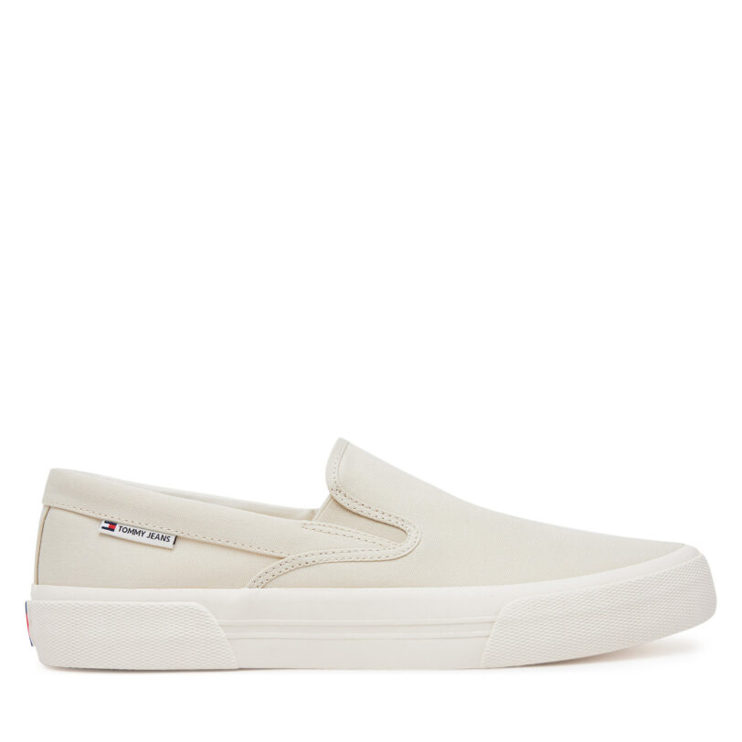 Гуменки Tommy Jeans Slip On Canvas Color EM0EM01544 Бежов цвят на ниска цена