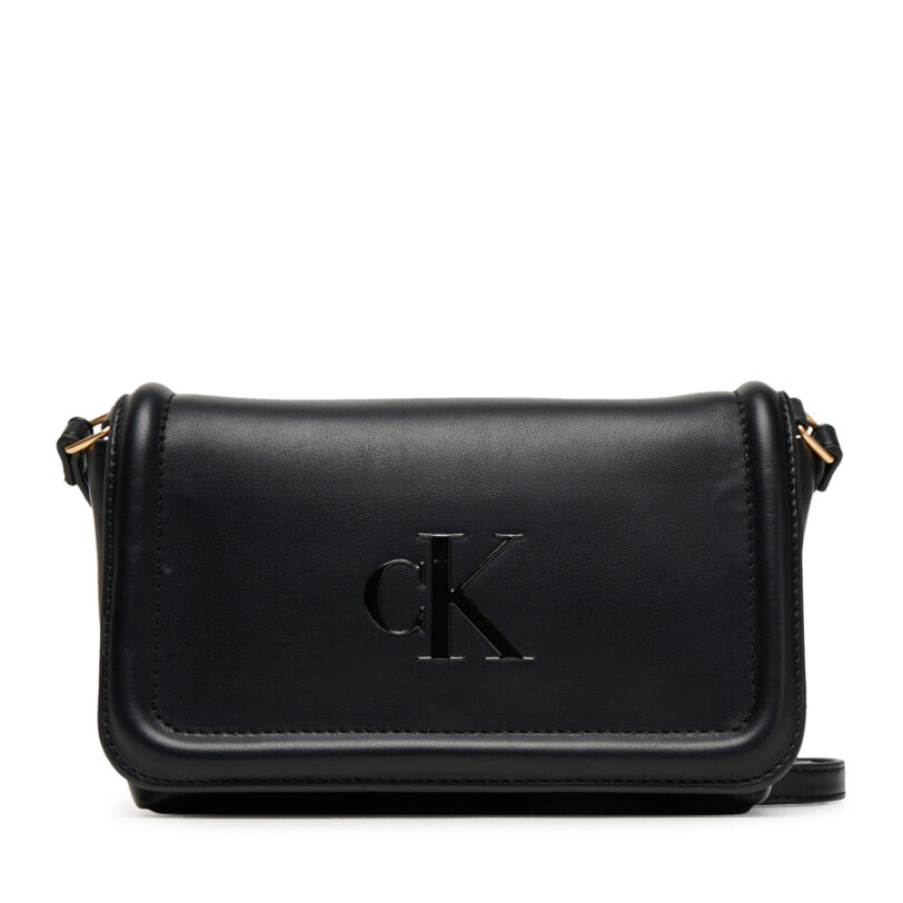 Дамска чанта Calvin Klein Bold Ck Flap Crossbody LV04F1027G Черен цвят на ниска цена