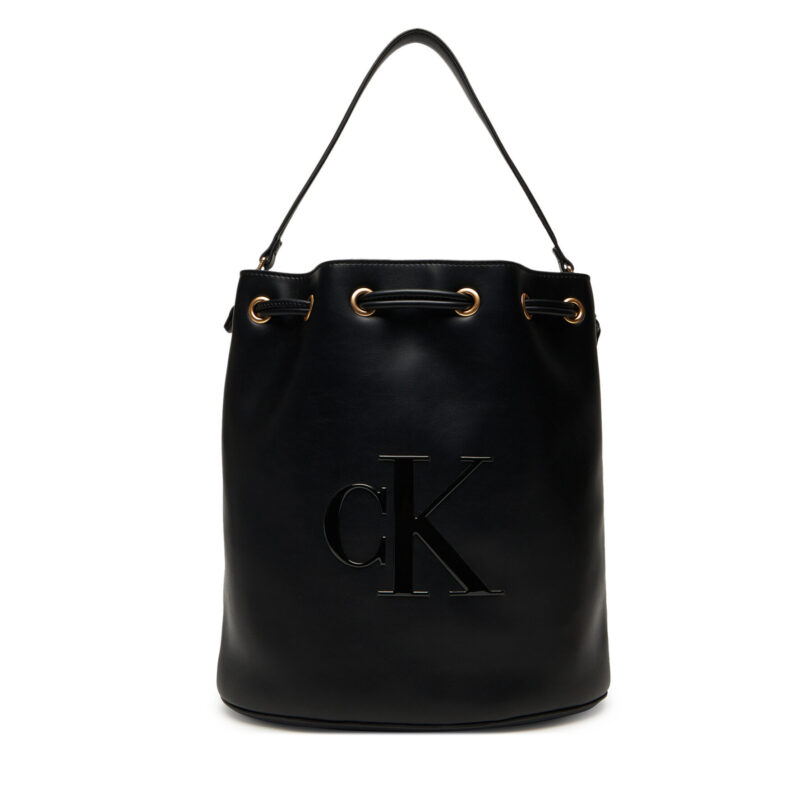 Дамска чанта Calvin Klein Bold Ck Large Bucket Bag LV04F3232G Черен цвят на ниска цена