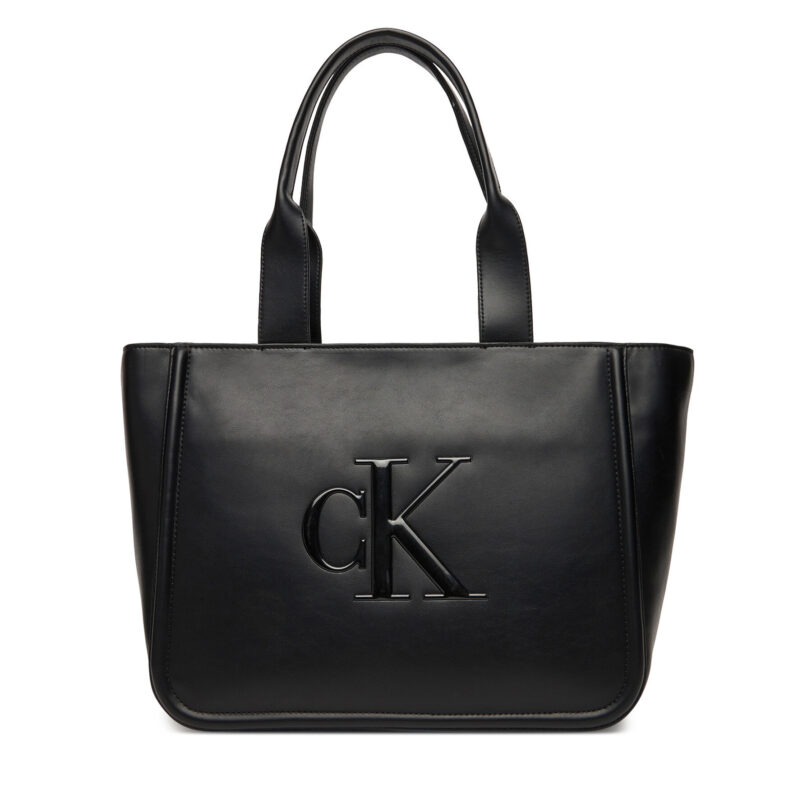 Дамска чанта Calvin Klein Bold Ck Medium Tote LV04F3218G Черен цвят на ниска цена