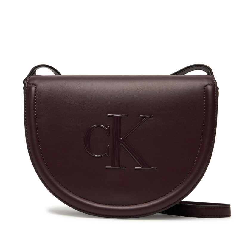 Дамска чанта Calvin Klein Bold Ck Saddle Crossbody LV04F3221G Бордо цвят на ниска цена