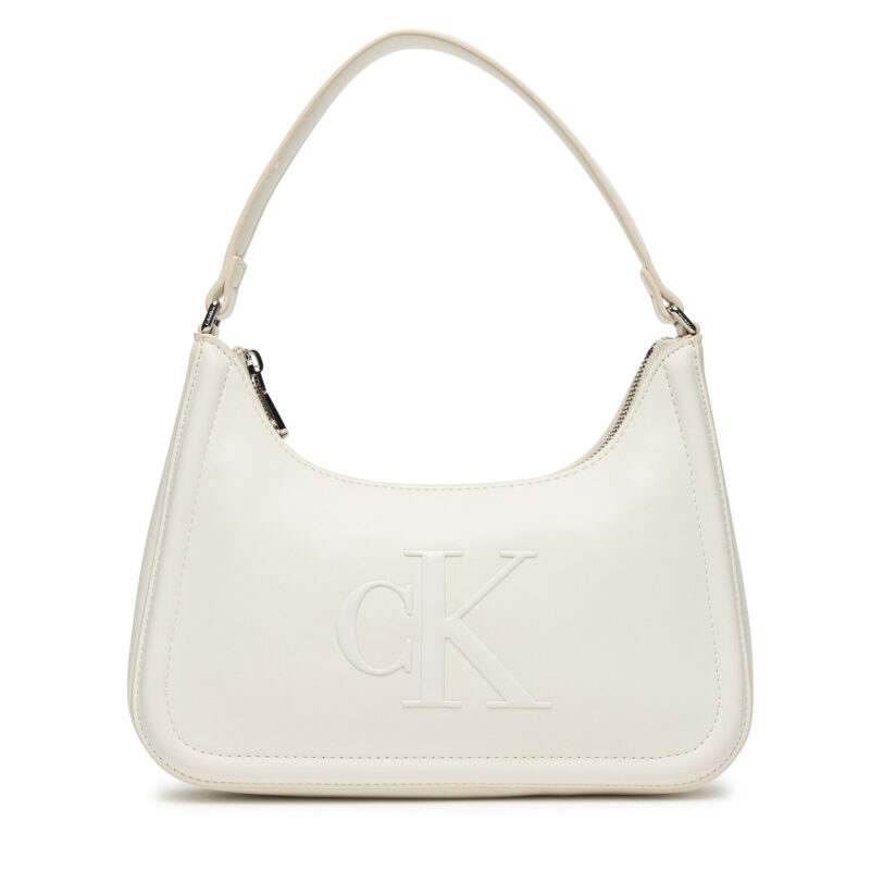 Дамска чанта Calvin Klein Bold Ck Small Shoulder Bag LV04F3230G Бял цвят на ниска цена