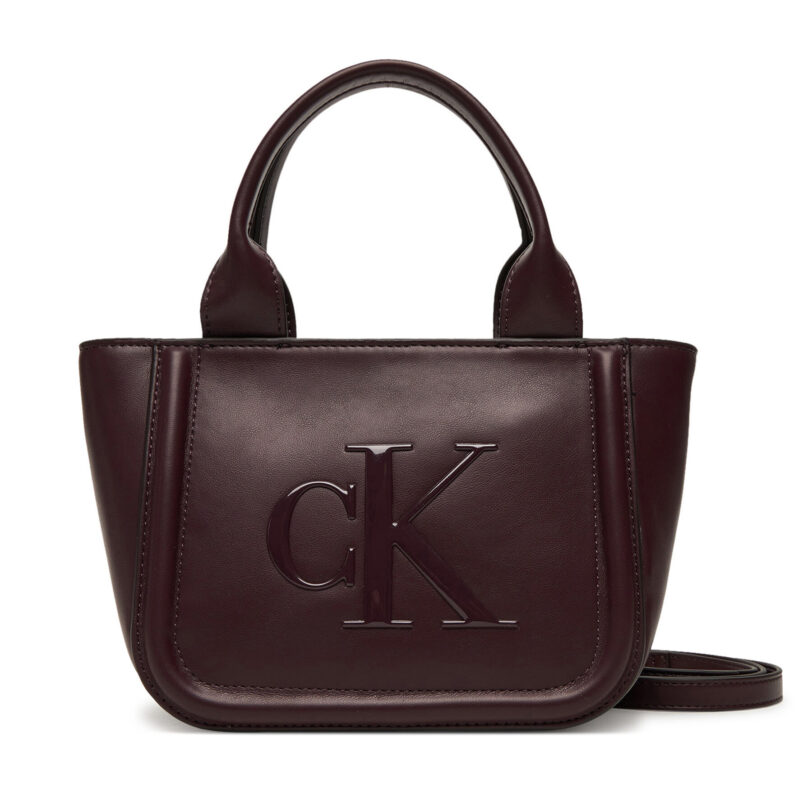 Дамска чанта Calvin Klein Bold Ck Small Tote With Strap LV04F3219G Бордо цвят на ниска цена