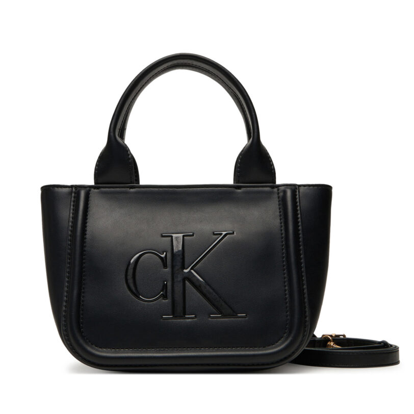 Дамска чанта Calvin Klein Bold Ck Small Tote With Strap LV04F3219G Черен цвят на ниска цена