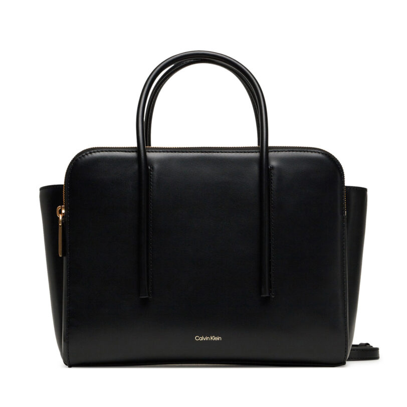 Дамска чанта Calvin Klein Carryall Mini Leather Tote Bag LV04F3034G Черен цвят на ниска цена