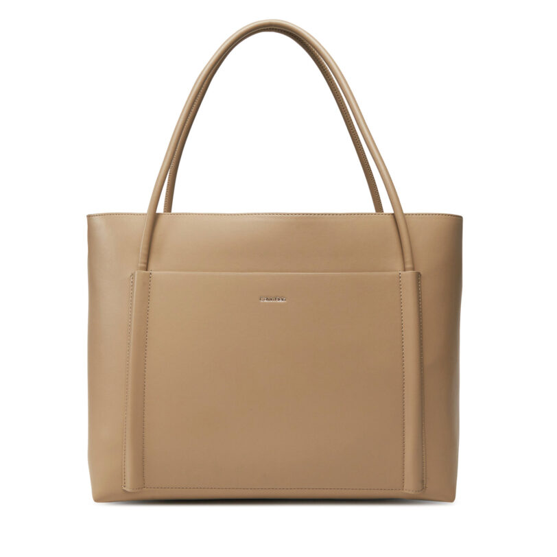 Дамска чанта Calvin Klein Ck Linn Large Shopper K60K613109 Бежов цвят на ниска цена
