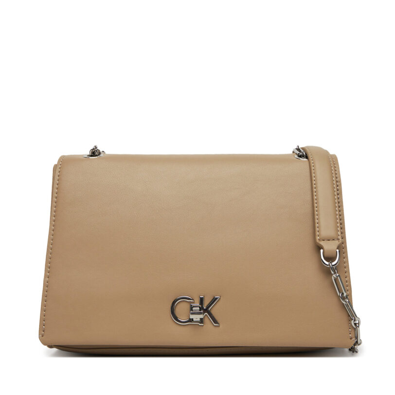 Дамска чанта Calvin Klein Ck Medium Conv Chain Bag K60K612810 Бежов цвят на ниска цена