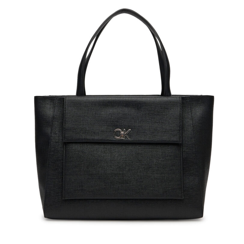 Дамска чанта Calvin Klein Ck Medium Shopper_Tex K60K613178 Черен цвят на ниска цена