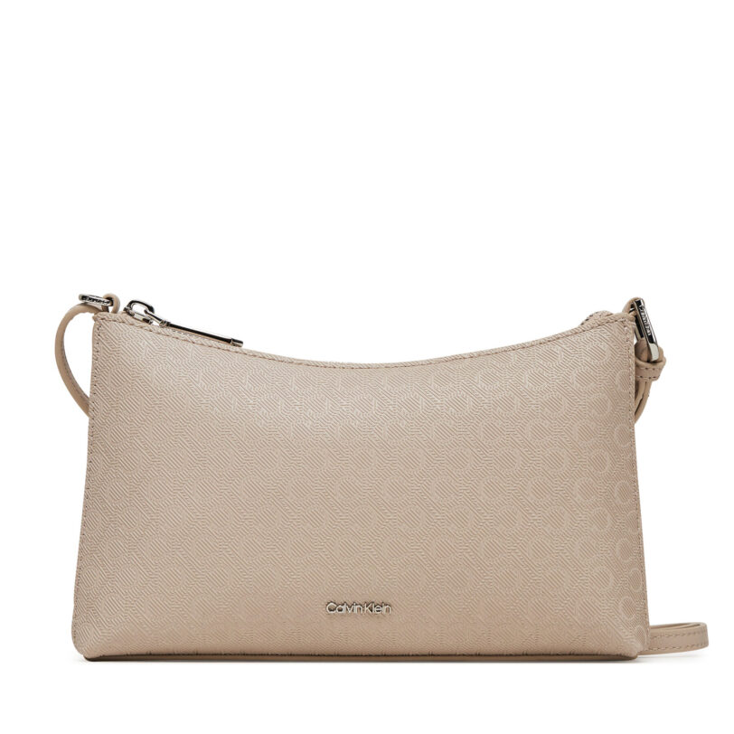 Дамска чанта Calvin Klein Ck Must Aop Conv Logo Jqd Strap LV04F3099G Бежов цвят на ниска цена