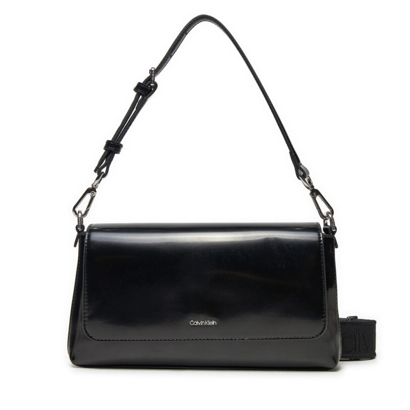 Дамска чанта Calvin Klein Ck Must Conv Shoulder Bag_Shiny K60K612885 Черен цвят на ниска цена