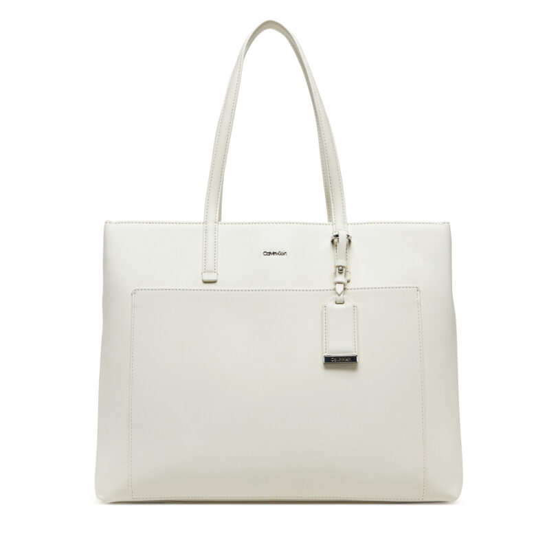 Дамска чанта Calvin Klein Ck Must Medium Shopper W/Pocket K60K613019 Екрю цвят на ниска цена