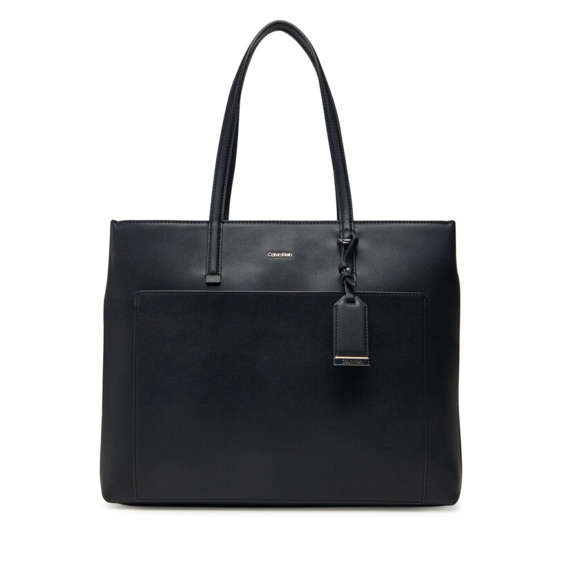 Дамска чанта Calvin Klein Ck Must Medium Shopper W/Pocket K60K613019 Черен цвят на ниска цена