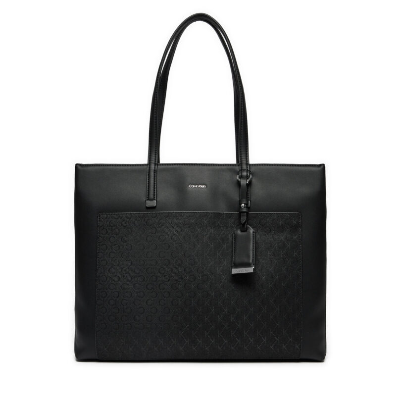 Дамска чанта Calvin Klein Ck Must Medium Shopper_Mono K60K612774 Черен цвят на ниска цена