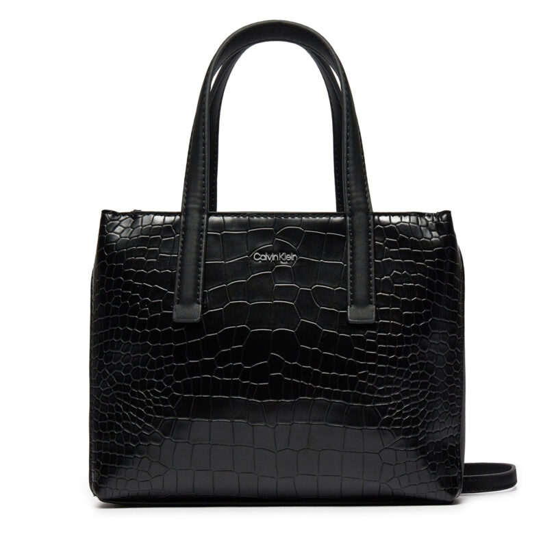 Дамска чанта Calvin Klein Ck Must Mini Tote_Croco K60K612163 Черен цвят на ниска цена