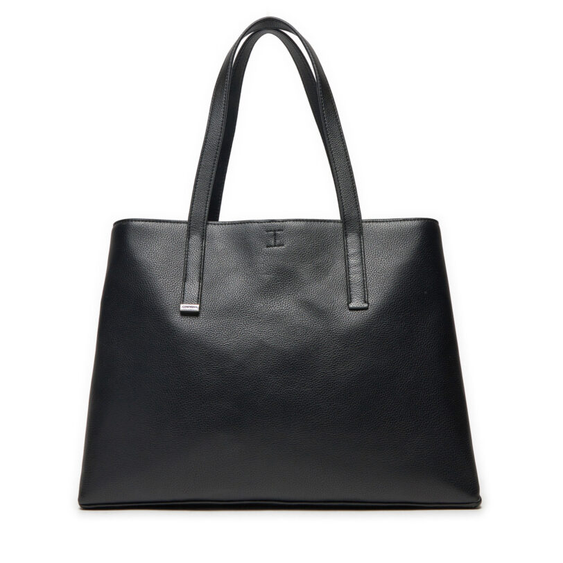 Дамска чанта Calvin Klein Ck Plaque Medium Shopper K60K612782 Черен цвят на ниска цена