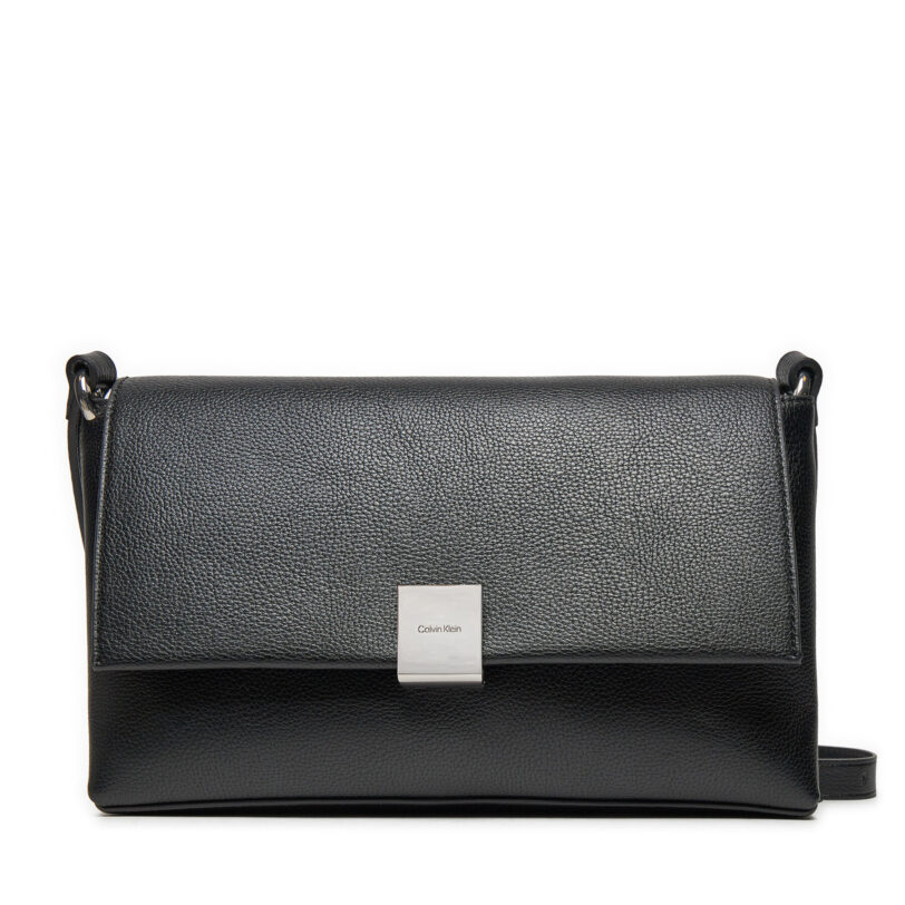 Дамска чанта Calvin Klein Ck Plaque Medium Shoulder Bag K60K612783 Черен цвят на ниска цена