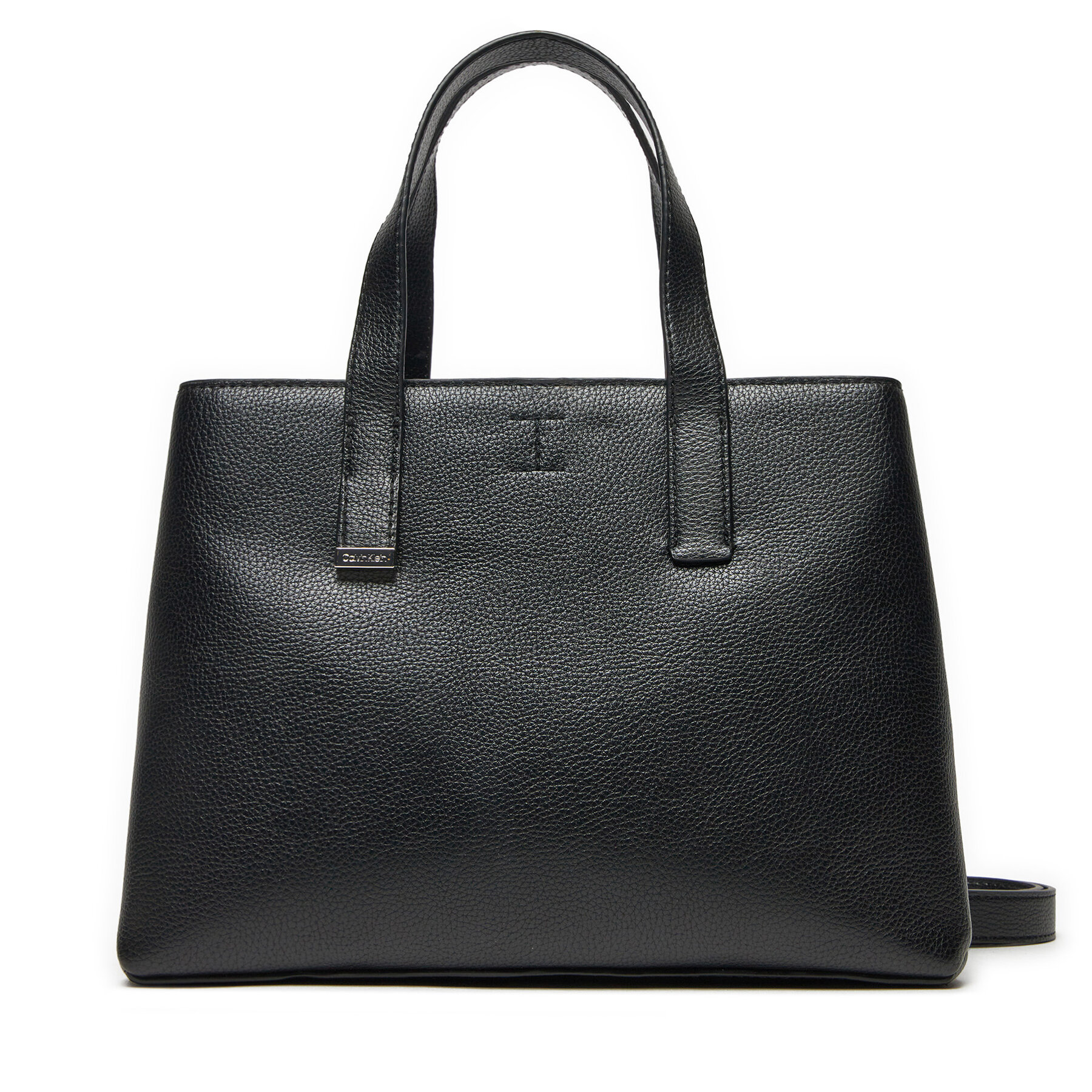 Дамска чанта Calvin Klein Ck Plaque Small Tote K60K612781 Черен цвят на ниска цена