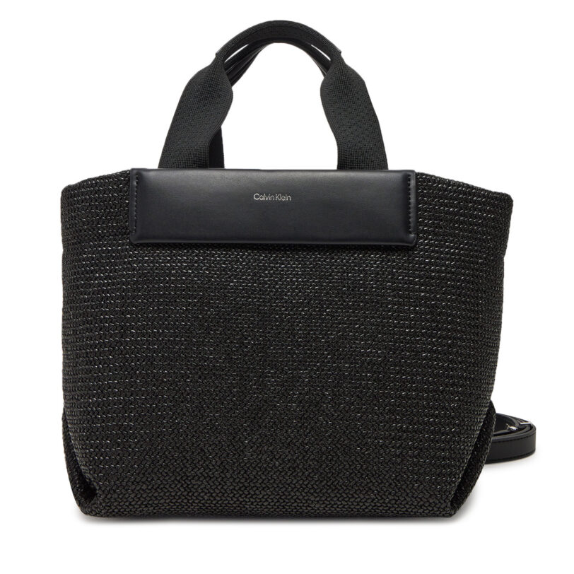 Дамска чанта Calvin Klein Ck Raffia Small Tote Crossbody K60K613026 Черен цвят на ниска цена