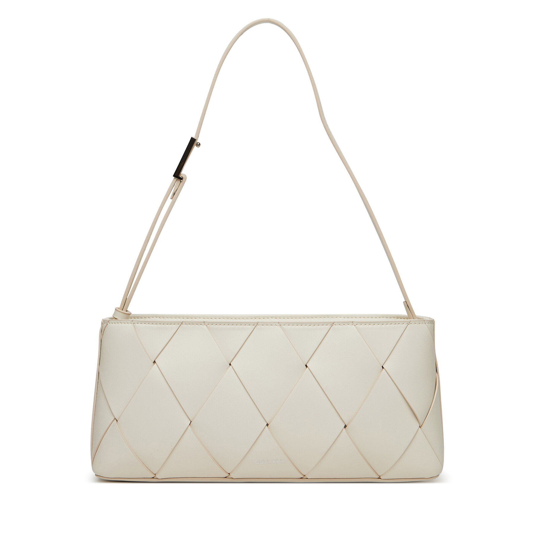 Дамска чанта Calvin Klein Ck Woven Elongated Shoulder Bag K60K612992 Бял цвят на ниска цена