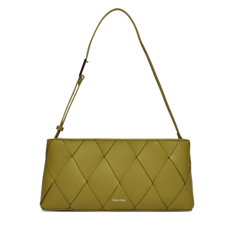 Дамска чанта Calvin Klein Ck Woven Elongated Shoulder Bag K60K612992 Зелен цвят на ниска цена