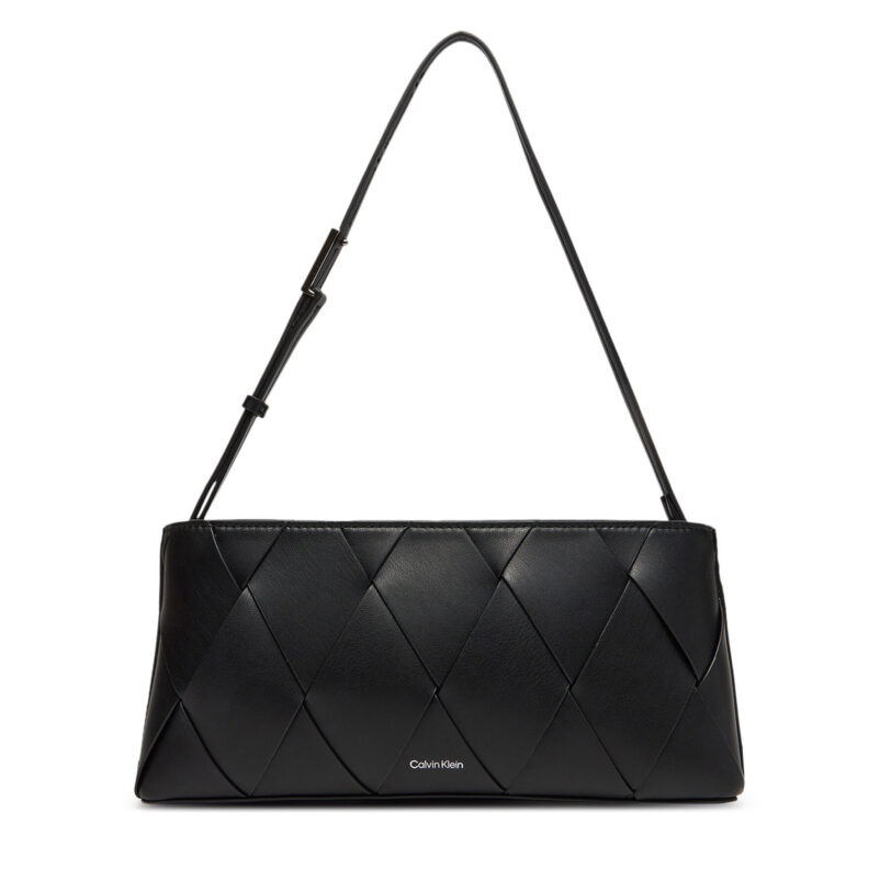 Дамска чанта Calvin Klein Ck Woven Elongated Shoulder Bag K60K612992 Черен цвят на ниска цена