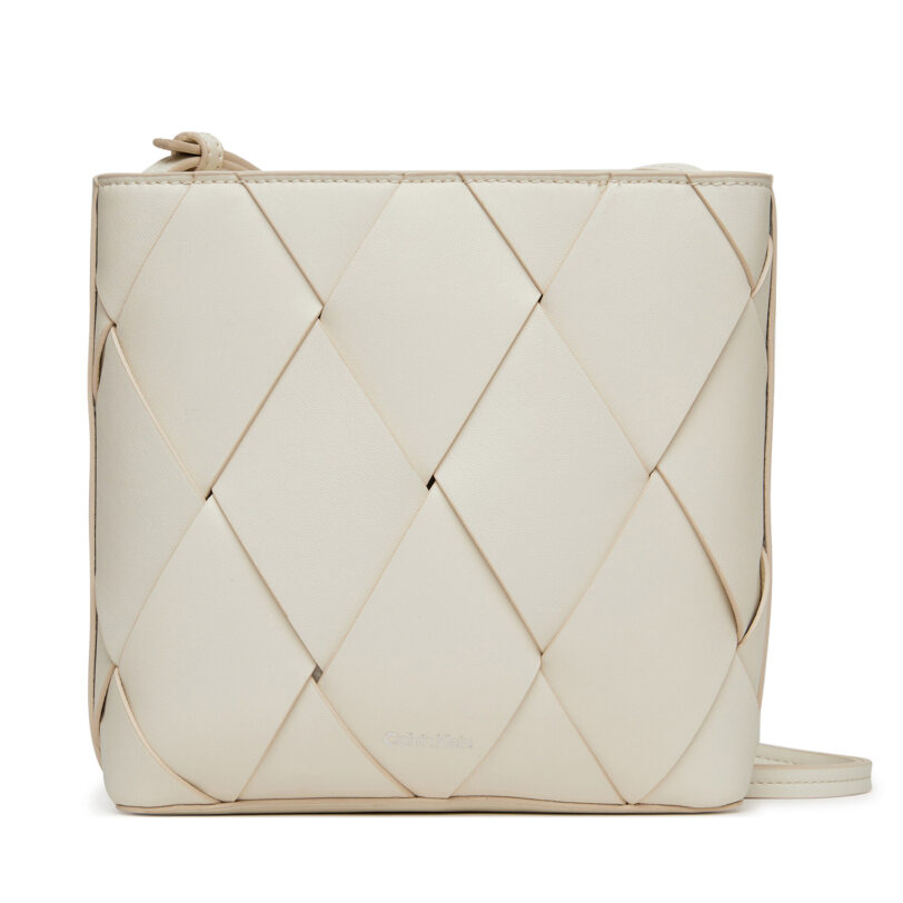 Дамска чанта Calvin Klein Ck Woven Square Crossbody K60K612991 Бял цвят на ниска цена