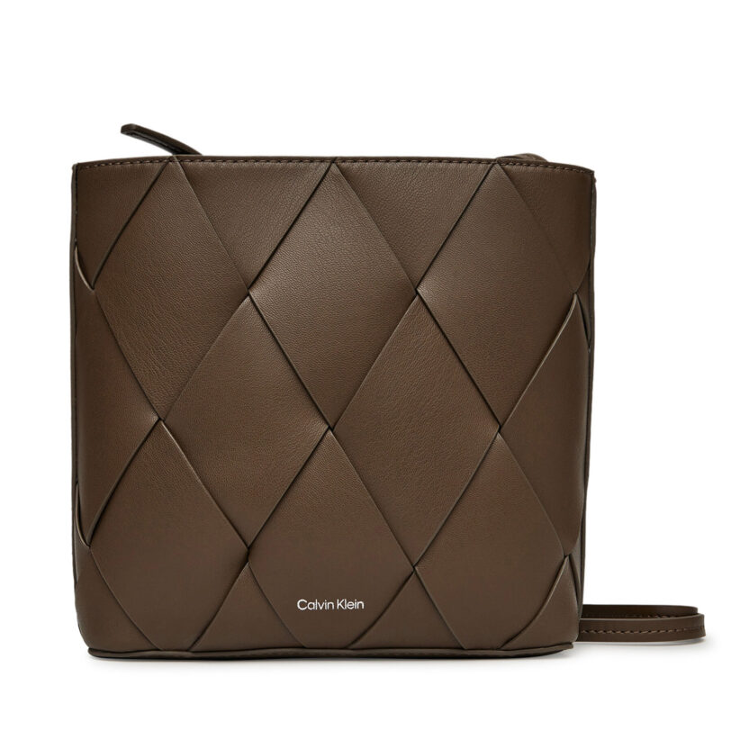 Дамска чанта Calvin Klein Ck Woven Square Crossbody K60K612991 Кафяв цвят на ниска цена