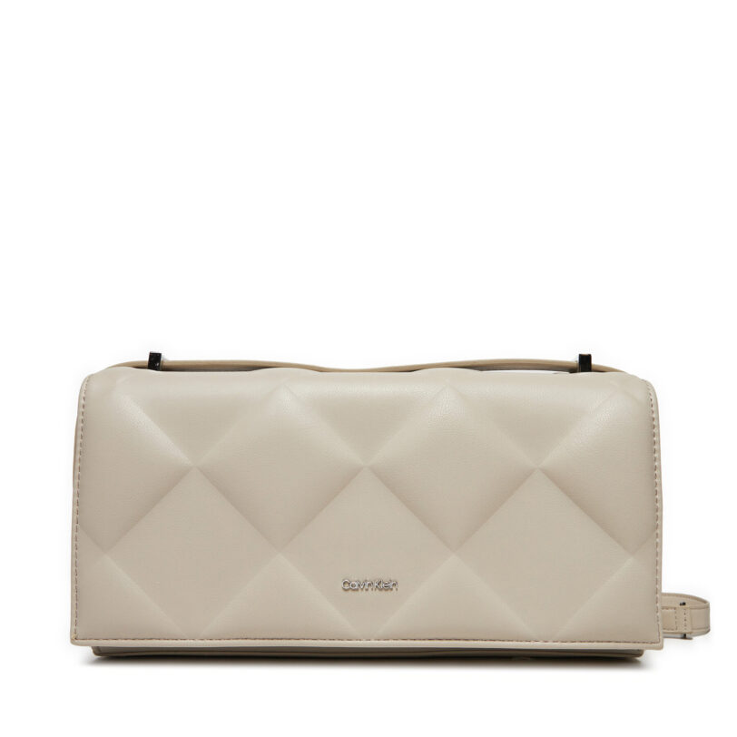 Дамска чанта Calvin Klein Diamon Quilt Conv K60K612905 Екрю цвят на ниска цена
