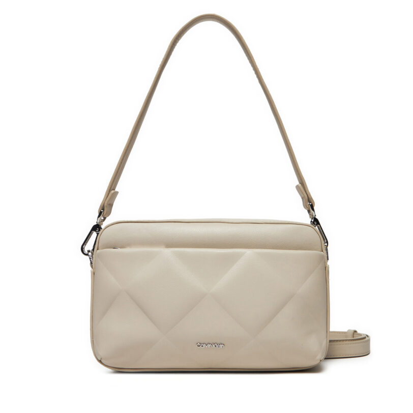Дамска чанта Calvin Klein Diamond Quilt Camera Bag W/Pkt K60K612907 Бежов цвят на ниска цена
