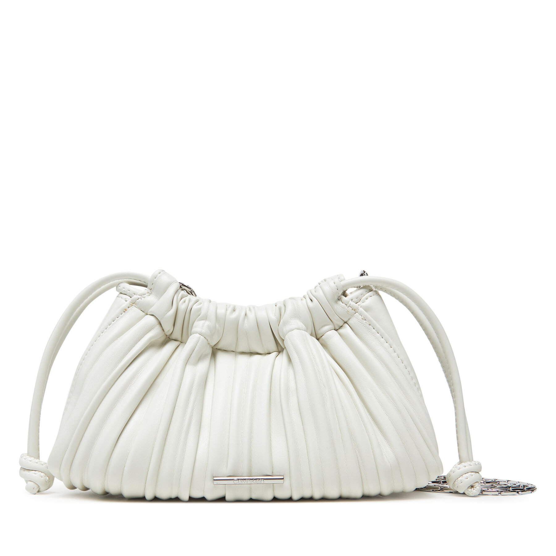Дамска чанта Calvin Klein Drawstring Plisse Conv Mini Cb P LV04F3077G Бял цвят на ниска цена