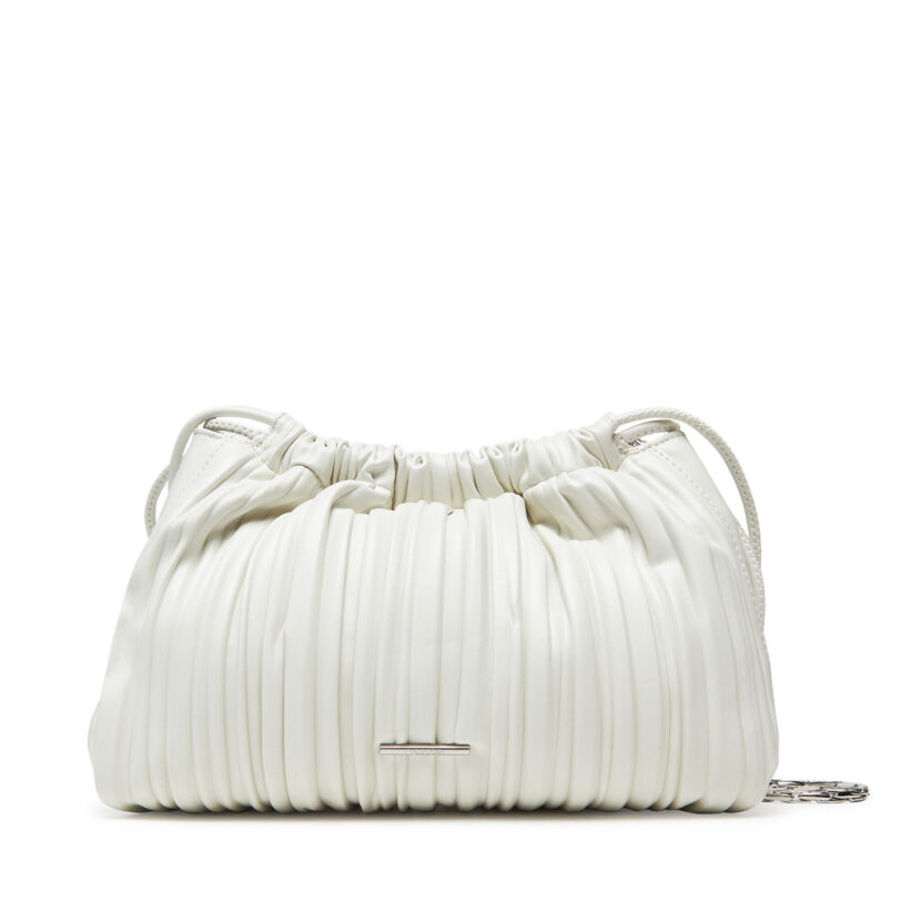 Дамска чанта Calvin Klein Drawstring Plisse Crossbody LV04F3076G Бял цвят на ниска цена