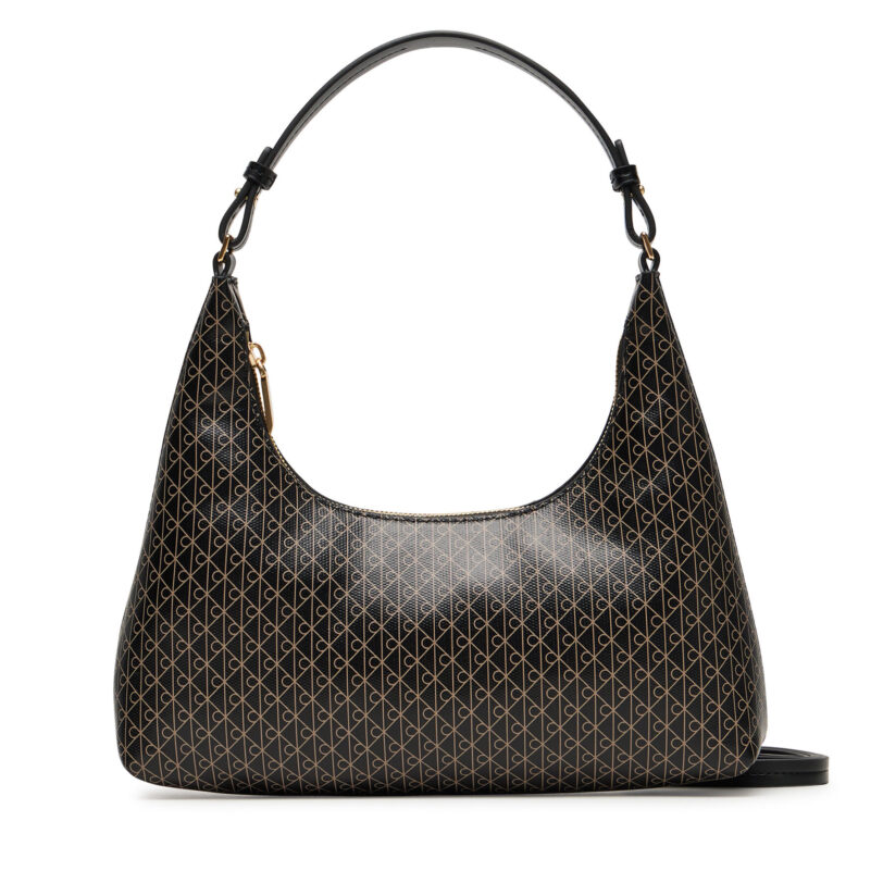 Дамска чанта Calvin Klein Emblem Aop Conv Shoulder Bag LV04F3298G Черен цвят на ниска цена