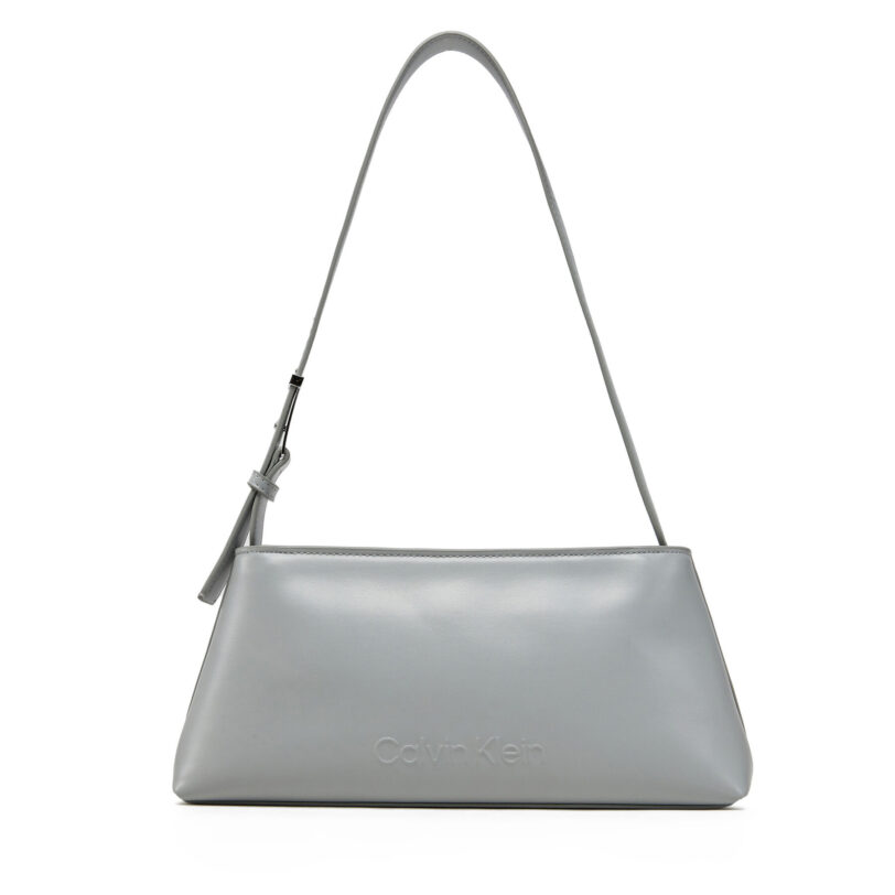 Дамска чанта Calvin Klein Embossed Logo Shoulder Bag K60K612550 Сив цвят на ниска цена