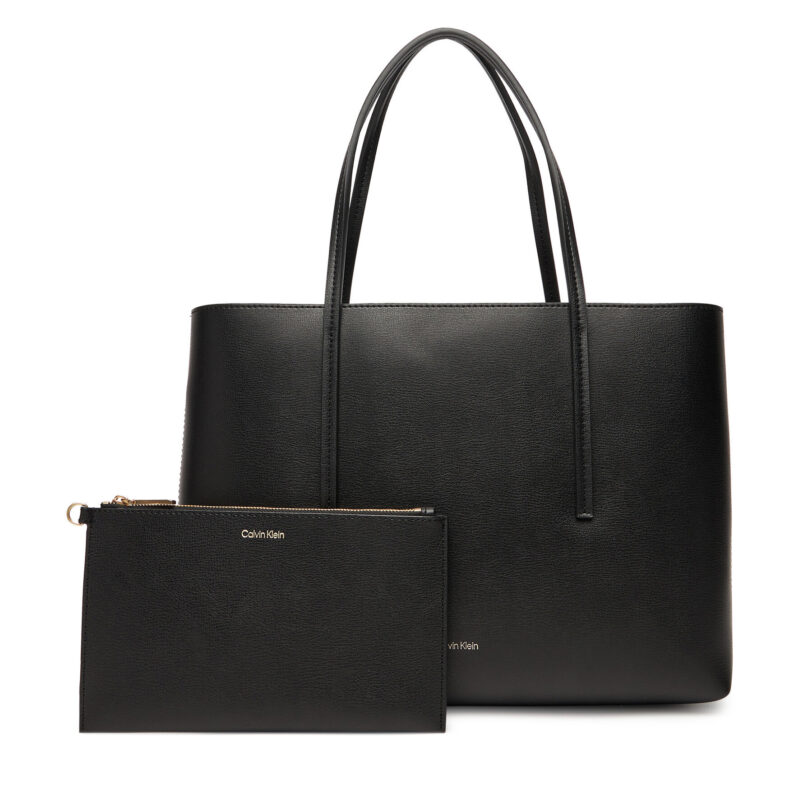 Дамска чанта Calvin Klein Foil Logo Small Tote LV04F3275G Черен цвят на ниска цена