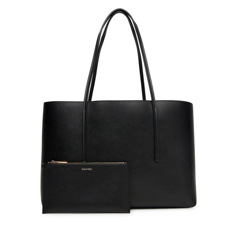 Дамска чанта Calvin Klein Foil Logo Tote W/Pouch LV04F3274G Черен цвят на ниска цена