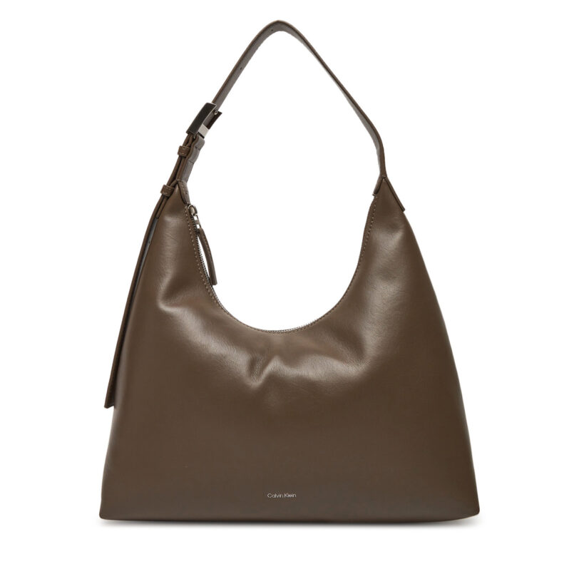 Дамска чанта Calvin Klein Hardware Strap Hobo Shoulder Bag K60K613031 Кафяв цвят на ниска цена