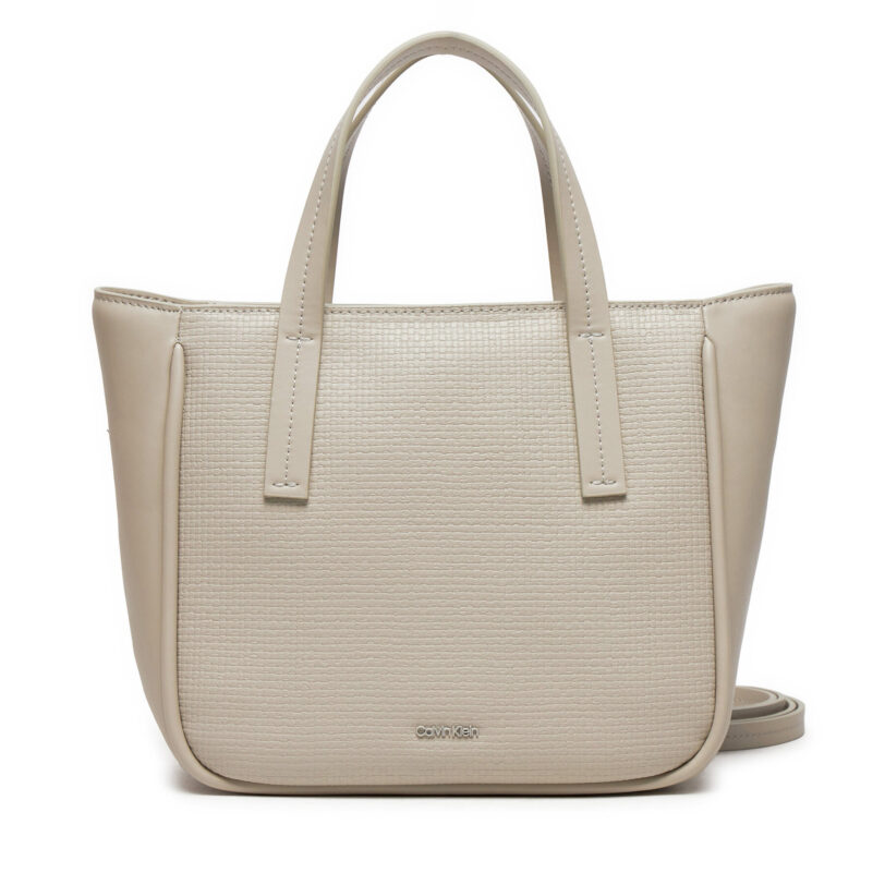 Дамска чанта Calvin Klein Jeans Ck Refine Small Tote Braid K60K612337 Сив цвят на ниска цена