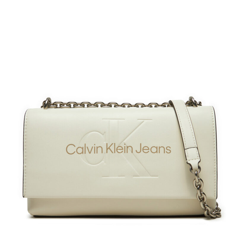 Дамска чанта Calvin Klein Jeans K60K612221 Екрю цвят на ниска цена